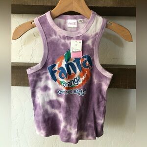 Coca Cola Fanta Orange Tie-Dye Purple White Crop Tank
